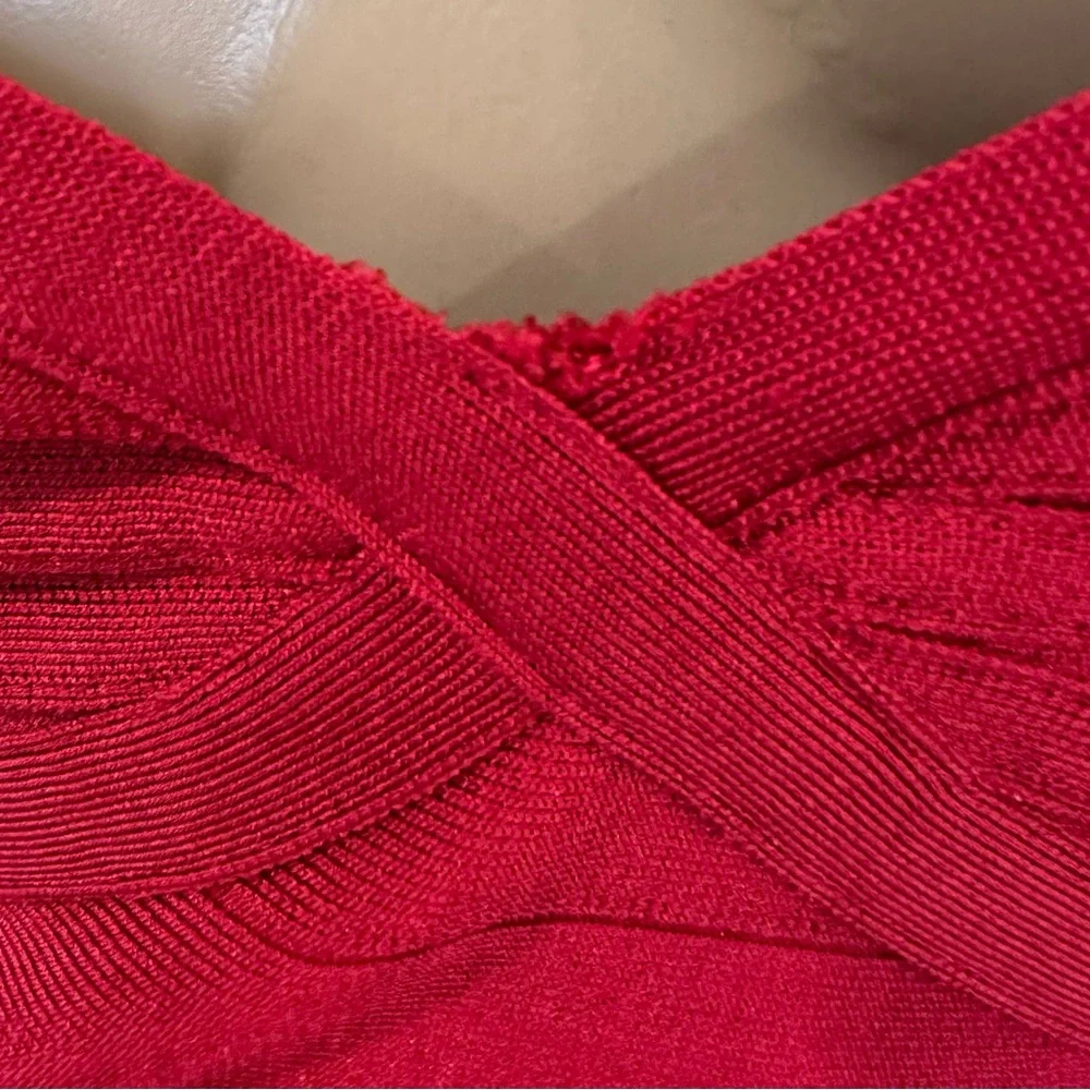 Elegant bebe  Red Bandage Dress Medium - Picture 4 of 5